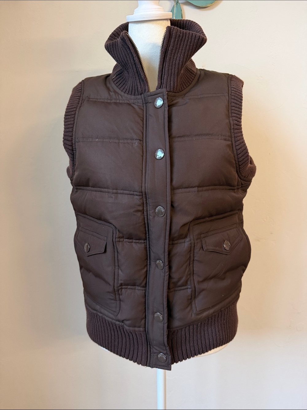 Y2K PINK Victoria's Secret Brown Quilted Puffer Vest